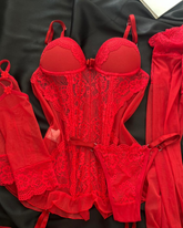 Lingerie Completa Espartilho Bojo Vanice Cinta Liga