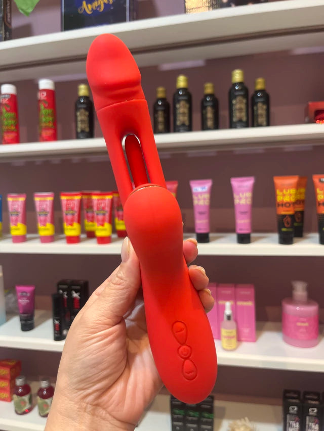VIBRADOR VAI E VEM COM LINGUA E SUGADOR
